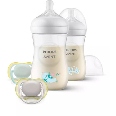 AVENT SCD837/11 Súprava 2 fliaš Natural Responsive 260 ml Dekor + Cumlík Ultra Air 0-6m