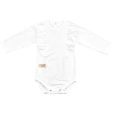BABY 01377 Body niemowlęce dł rękaw Falbanka Ecru 56/62