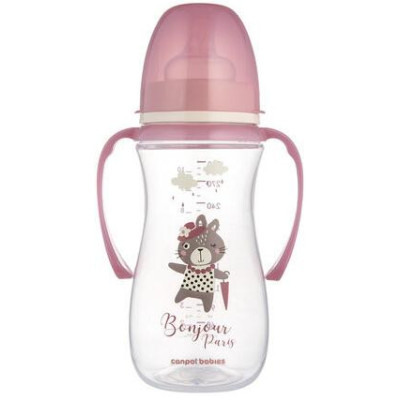 CANPOL 35/241 Butelka antykolkowa 300 ml EasyStart Bonjour Paris różowa