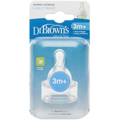 Dr.Browns 322 Smoczek silikonowy do butelki Standard poziom 2 2-pak
