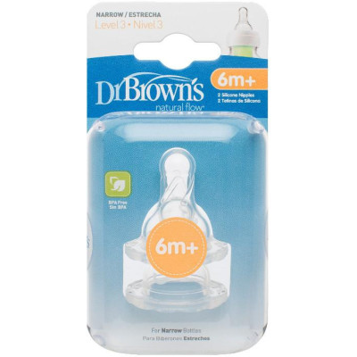 Dr.Browns 332 Smoczek silikonowy do butelki Standard poziom 3 2-pak