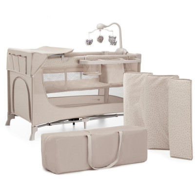 KINDERKRAFT Łóżeczko turystyczne JOY 2 z akcesoriami BEIGE