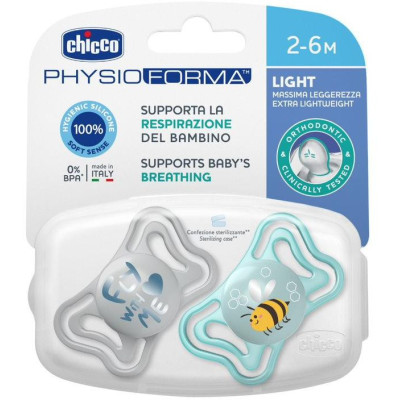 CHICCO 00071037210000 Smoczek PHYSIO LIGHT 2-6M sil 2 szt niebieski
