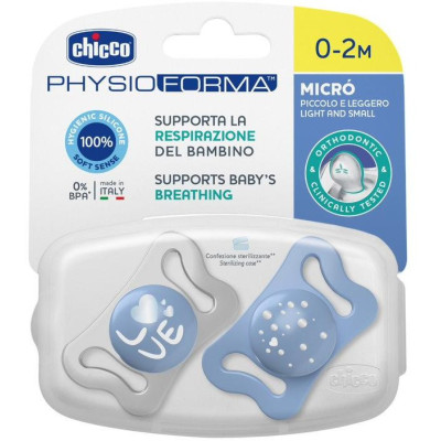 CHICCO 00075126210000 Smoczek MICRO niebieski sil 0-2m 2 szt