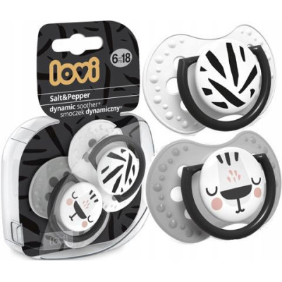 LOVI 22/879 Smoczek silikonowy dynamiczny 6-18 m 2 szt. Salt&Pepper