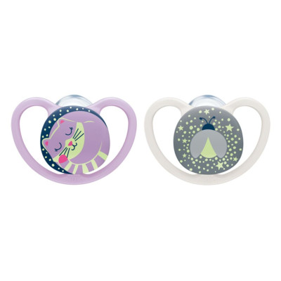 NUK 730578 Smoczek 0-6m silikonowy SPACE NIGHT 2 szt.