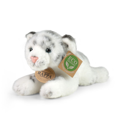 Plyšový tiger biely ležiaci, 17 cm, ECO-FRIENDLY