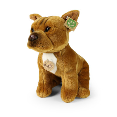 Plyšový pes stafordšírsky bulteriér hnedy sediaci, 30 cm, ECO-FRIENDLY