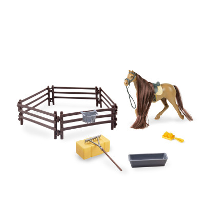 Kůň plastový hnědý s příslušenstvím
