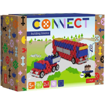 TREFL 61973 Klocki Connect 2w1 - Autobus / Auto z naczepą