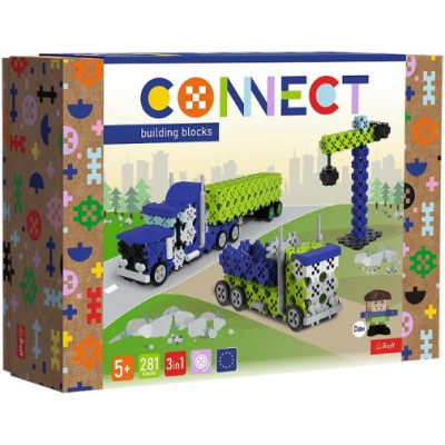 TREFL 61977 Klocki Connect 2w1 - Ciężarówka / Plac budowy