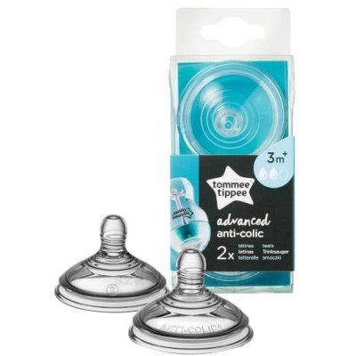 TOMMEE TIPPEE TTP42112852 Smoczki do butelki 3m+ antykolkowy 2 szt