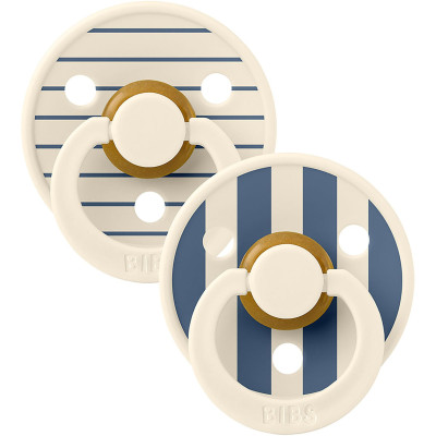 BIBS STUDIO Colour Pin cumlíky z prírodného kaučuku 2ks - veľkosť 1 - Ivory Steel Blue Mix
