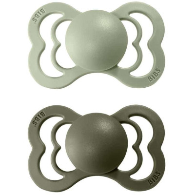 BIBS Supreme symetrické cumlíky z prírodného kaučuku 2ks - veľkosť 1 - Sage / Hunter Green