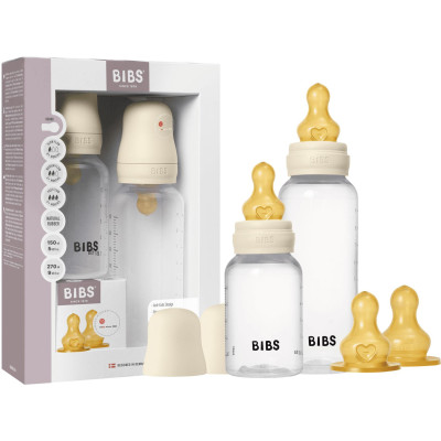 BIBS set antikolikových dojčenských fliaš s kaučukovým cumlíkom - Ivory
