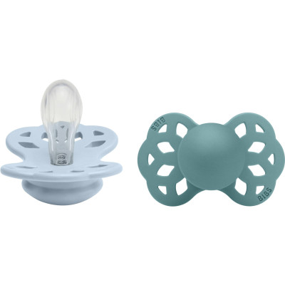 BIBS Infinity symetrické cumlíky zo silikónu 2ks - veľkosť 1 - Baby Blue / Island Sea