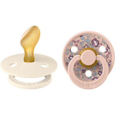 BIBS x LIBERTY Colour anatomické cumlíky z prírodného kaučuku 2ks - veľkosť 2 - Ivory / Blush