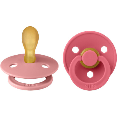 BIBS Colour symetrické cumlíky z prírodného kaučuku 2 ks - veľkosť 2 - Dusty Pink / Coral