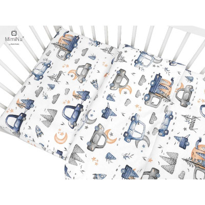 KIECZMERSKI Pościel C-2 100x135 MIMINU DESIGN Samochodziki niebieskie bawełna 100%