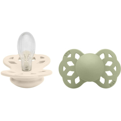 BIBS Infinity symetrické cumlíky zo silikónu 2ks - veľkosť 2 - Ivory / Sage