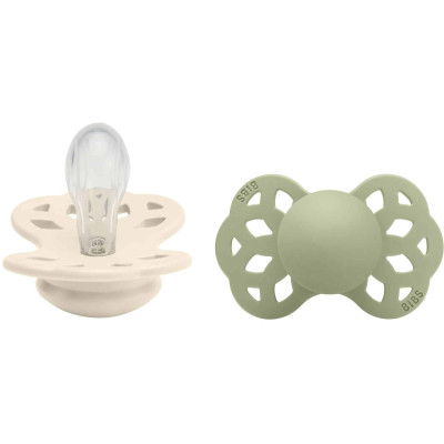 BIBS Infinity symetrické cumlíky zo silikónu 2ks - veľkosť 1 - Ivory / Sage