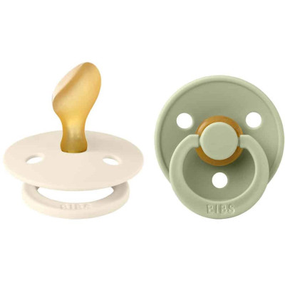 BIBS Colour anatomické cumlíky z prírodného kaučuku 2 ks - veľkosť 2 - Ivory / Sage