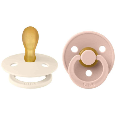 BIBS Colour symetrické cumlíky z prírodného kaučuku 2 ks - veľkosť 1 - Ivory / Blush
