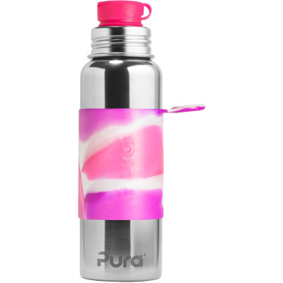 Pura® nerezová fľaša so športovým uzáverom 850ml - ružovo-biela