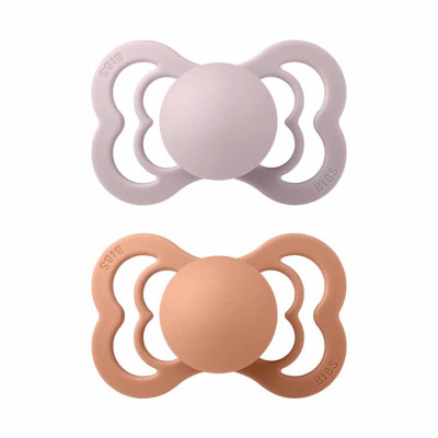 BIBS Supreme symetrické cumlíky z prírodného kaučuku 2ks - veľkosť 1 - Pink Plum / Peach