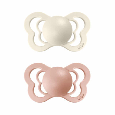 BIBS Couture anatomické cumlíky z prírodného kaučuku 2ks - veľkosť 2 - Ivory / Blush