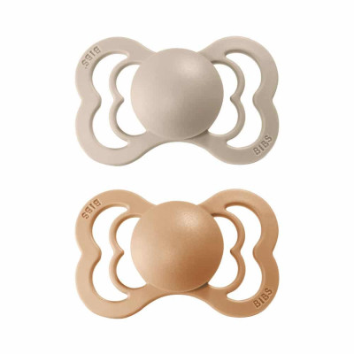 BIBS Supreme symetrické cumlíky zo silikónu 2ks - veľkosť 2 - Vanilla / Peach