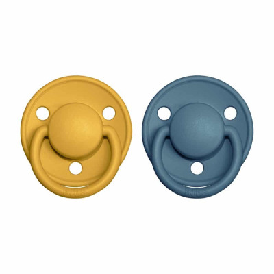 BIBS De Lux cumlíky zo silikónu 2ks - one size - Mustard / Petrol