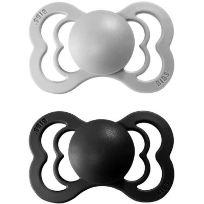BIBS Supreme symetrické cumlíky zo silikónu 2ks - veľkosť 2 - Cloud / Black