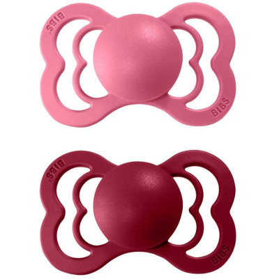 BIBS Supreme symetrické cumlíky zo silikónu 2ks - veľkosť 2 - Coral / Ruby