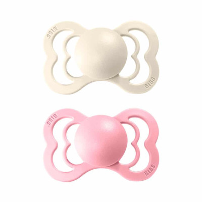 BIBS Supreme symetrické cumlíky zo silikónu 2ks - veľkosť 2 - Ivory / Baby Pink