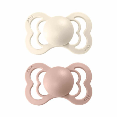 BIBS Supreme symetrické cumlíky zo silikónu 2ks - veľkosť 2 - Ivory / Blush