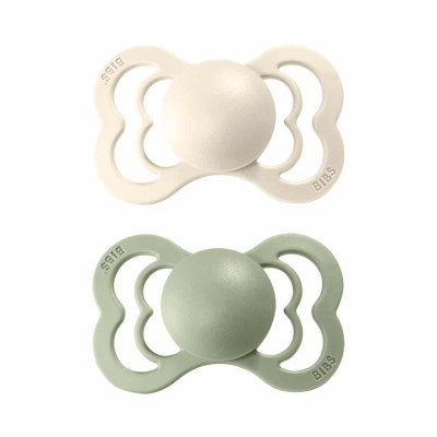 BIBS Supreme symetrické cumlíky zo silikónu 2ks - veľkosť 1 - Ivory / Sage