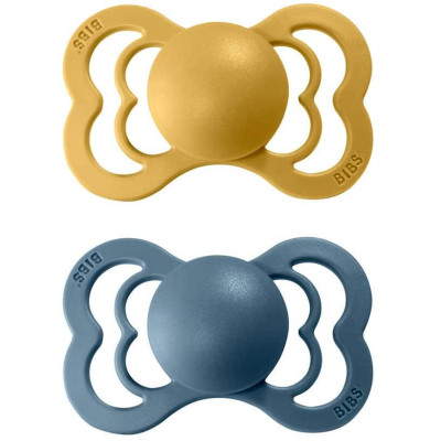 BIBS Supreme symetrické cumlíky zo silikónu 2ks - veľkosť 1 - Mustard / Petrol