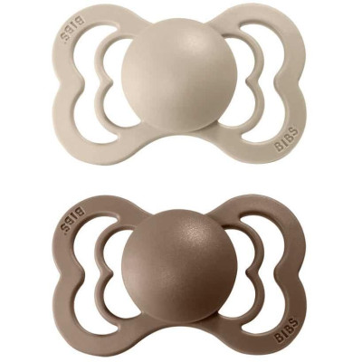 BIBS Supreme symetrické cumlíky zo silikónu 2ks - veľkosť 1 - Vanilla / Dark Oak