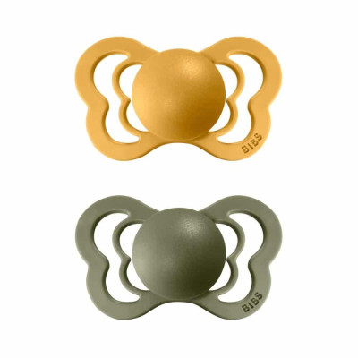 BIBS Couture anatomické cumlíky zo silikónu 2ks - veľkost 2 - Honey Bee / Olive