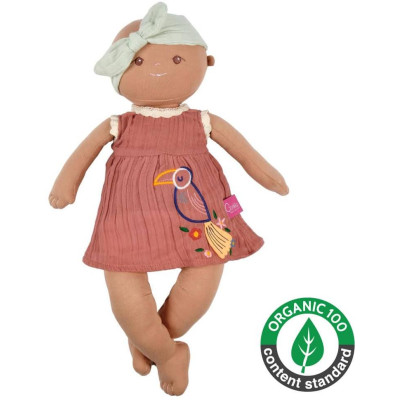 Bonikka Organic látková bábika - Aria tehlové šaty