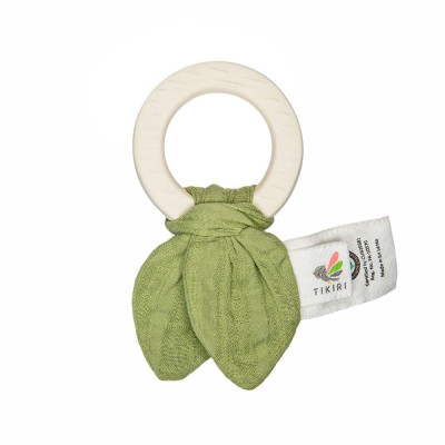 Tikiri Safari – hryzátko z prírodnej gumy a bio bavlny - Olive Green