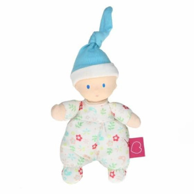 Mini bábika miláčik - 15cm - kvietkovaná modrá čiapka