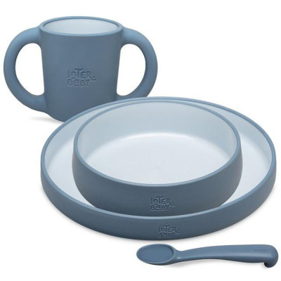 INTERBABY | Jedálenský set silikonový - modrý