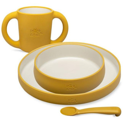 INTERBABY | Jedálenský set silikonový - okrový