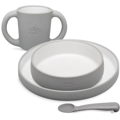 INTERBABY | Jedálenský set silikonový - sivý