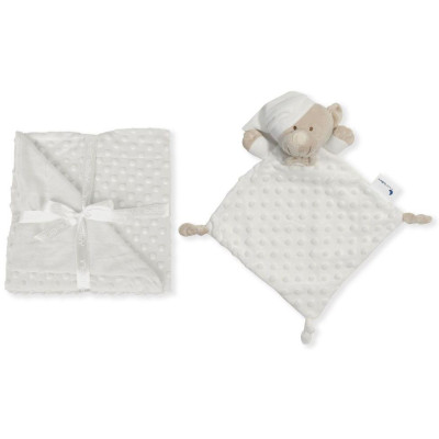 INTERBABY | Deka mäkká guličky + prítulka - KRÉMOVÁ