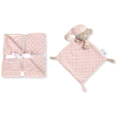 INTERBABY | Deka mäkká guličky + prítulka - RUŽOVÁ