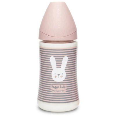 SUAVINEX | Premium fľaša 270 ml 3P HYGGE prúžky - ružová