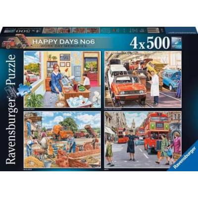 Ravensburger - Puzzle 4x500 Happy Days No 6 Work Day Memories